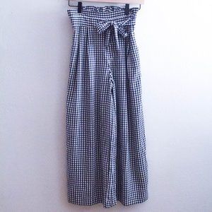 Zara Paper Bag Waist Gingham Culottes